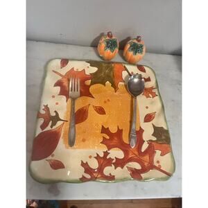 serving platter leaves ceramic centerpiece cookie plater